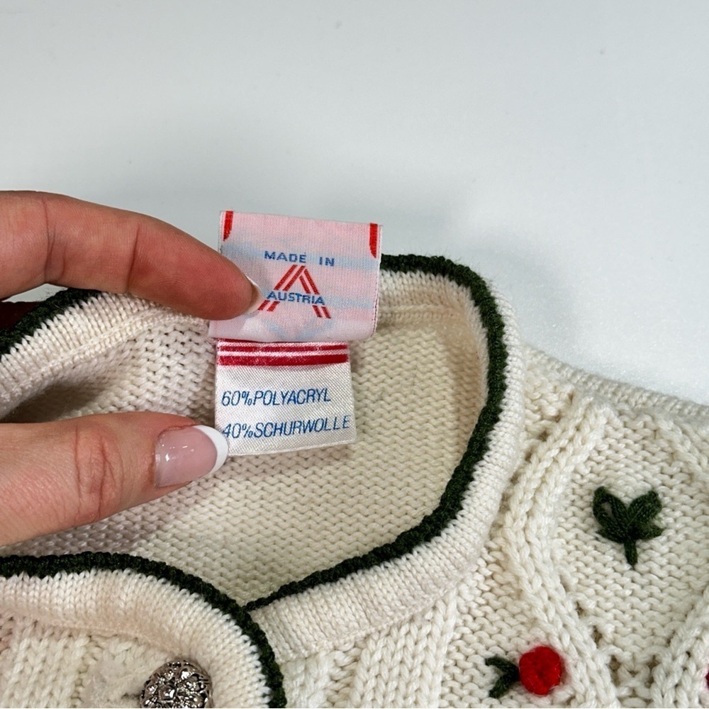 Pfister girls embroidered alpine knit cardigan cottagecore floral cream - Picture 7 of 11
